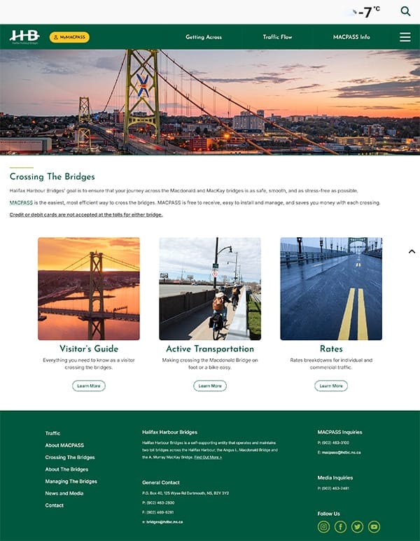 screenshot of HHB Crossing page on desktop