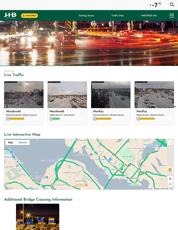 screenshot of HHB Traffic page