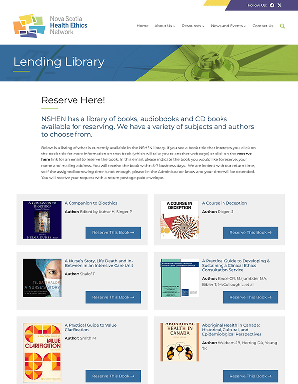 screenshot of Lending Library page after