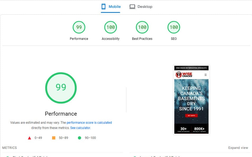 After managed hosting page speed report