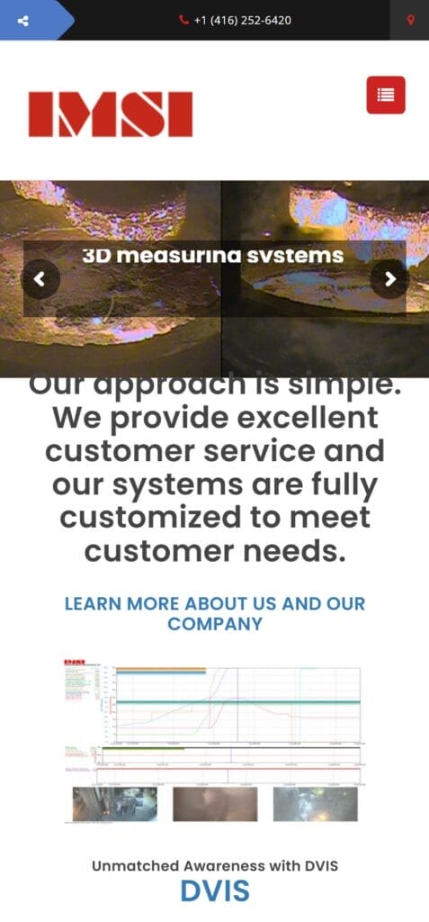 IMSI homepage on mobile before